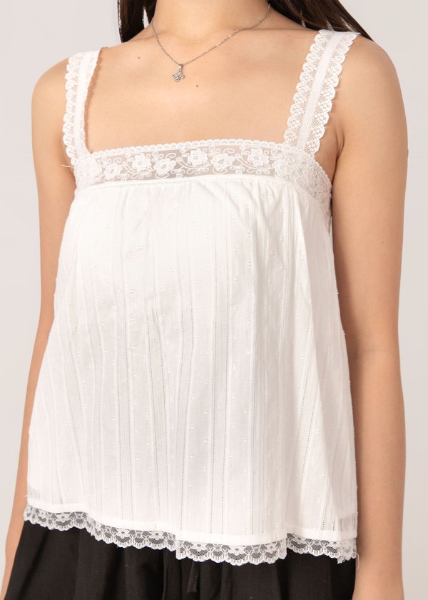 Livia Lace Babydoll Top in White