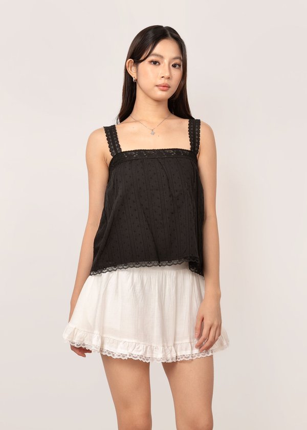Livia Lace Babydoll Top in Black