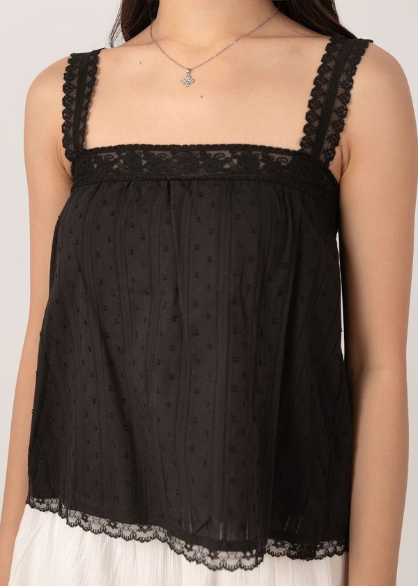 Livia Lace Babydoll Top in Black
