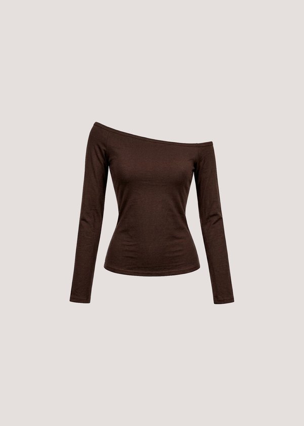 Elarie Off Shoulder Top in Mocha Brown *US*
