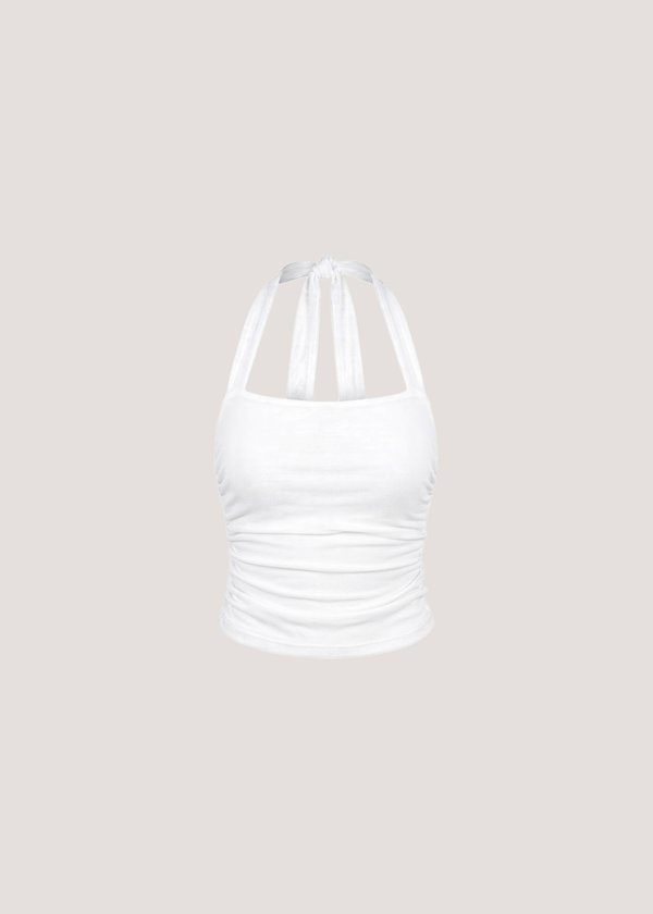 Smitten Halter Mesh Top in White