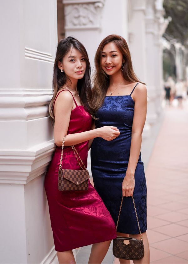 CNY'21 Oriental Midi Slit Dress in Red #6stylexclusive