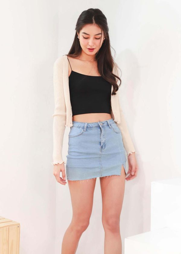 Kris Denim Skorts in Light Wash