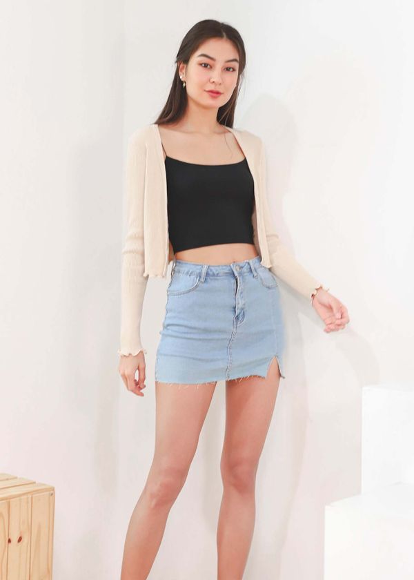 Kris Denim Skorts in Light Wash