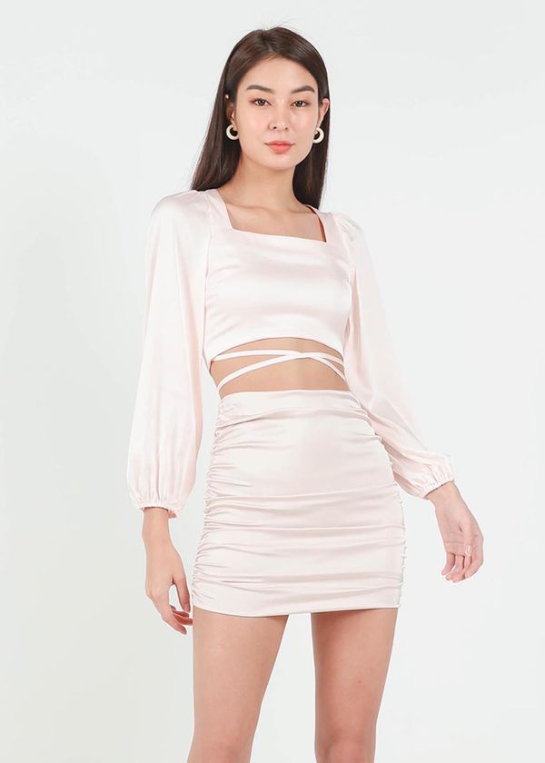 Lyla Satin Square Neck Top in Light Pink #6stylexclusive