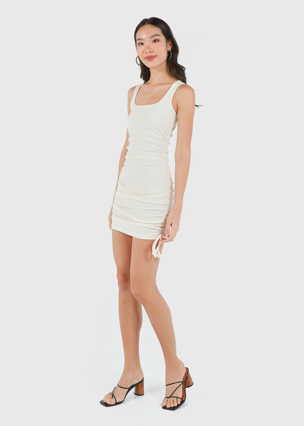 Naella Ruched Dress in Cream