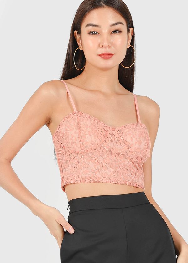 Arielle Lace Padded Bralet in Coral #6stylexclusive