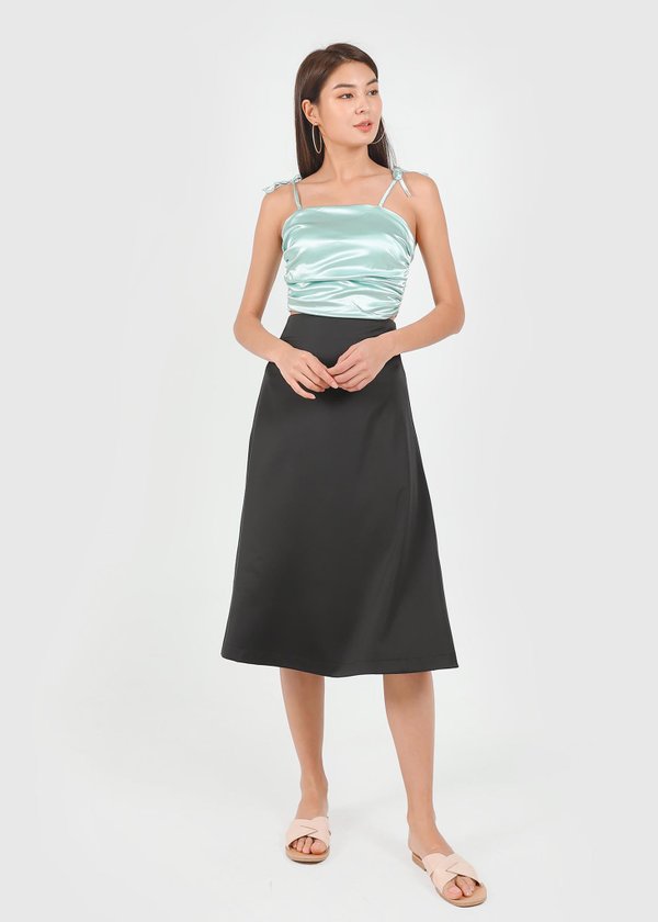 Ellie Satin Ruched Top in Mint Green #6stylexclusive