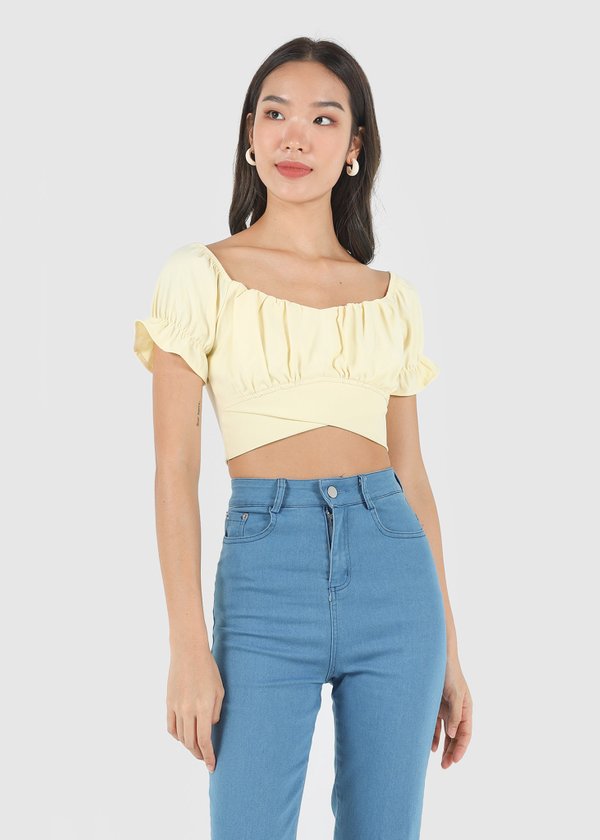 Halton Ruched Top in Daffodil Yellow #6stylexclusive