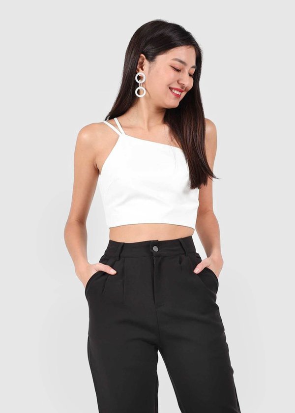 Chloe Double Strap Toga Top in White #6stylexclusive