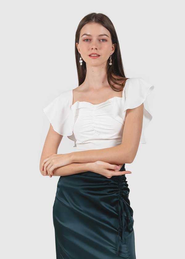 Faye Flutter Top in White #6stylexclusive