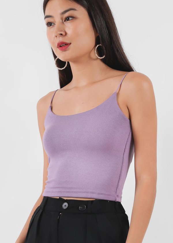Basic Soft Ribbed Top In Lilac