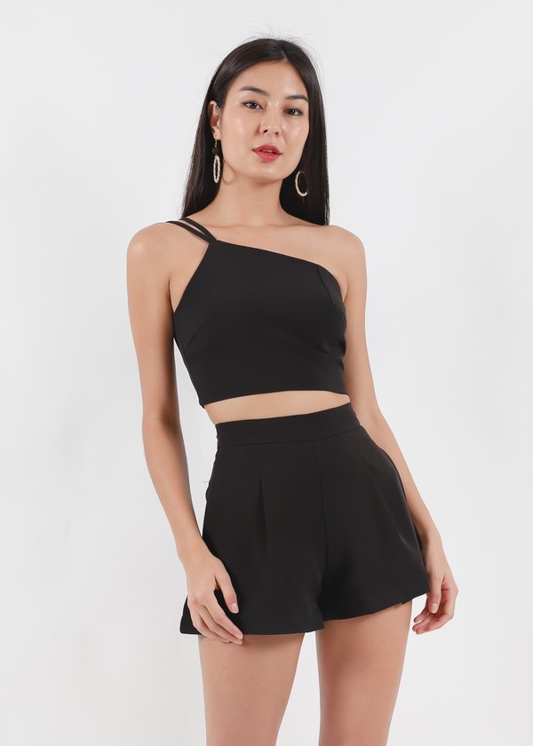 Chloe Double Strap Toga Top in Black #6stylexclusive