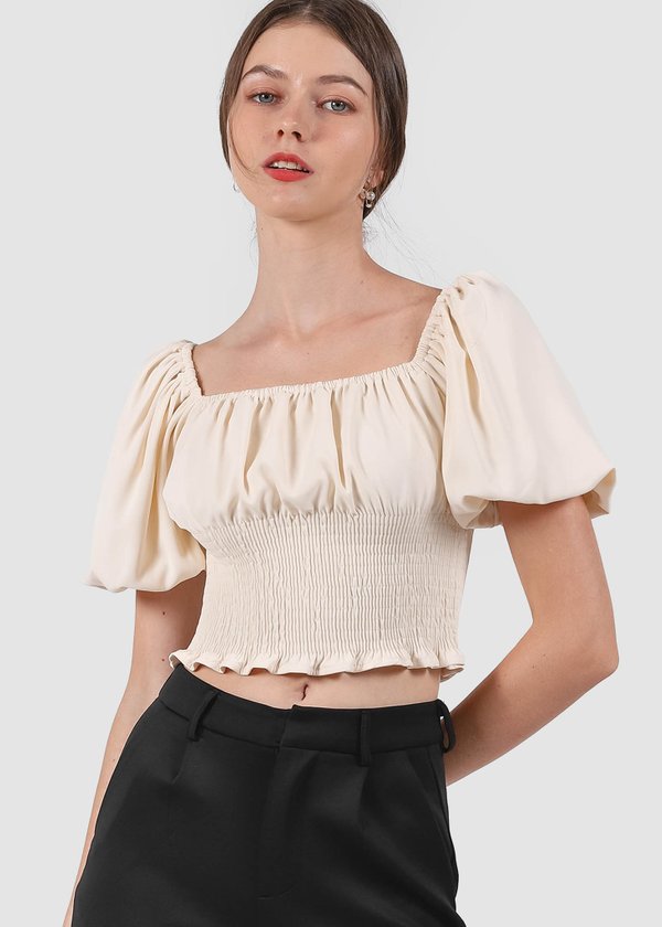 Tyra Puffy Top in Cream #6stylexclusive