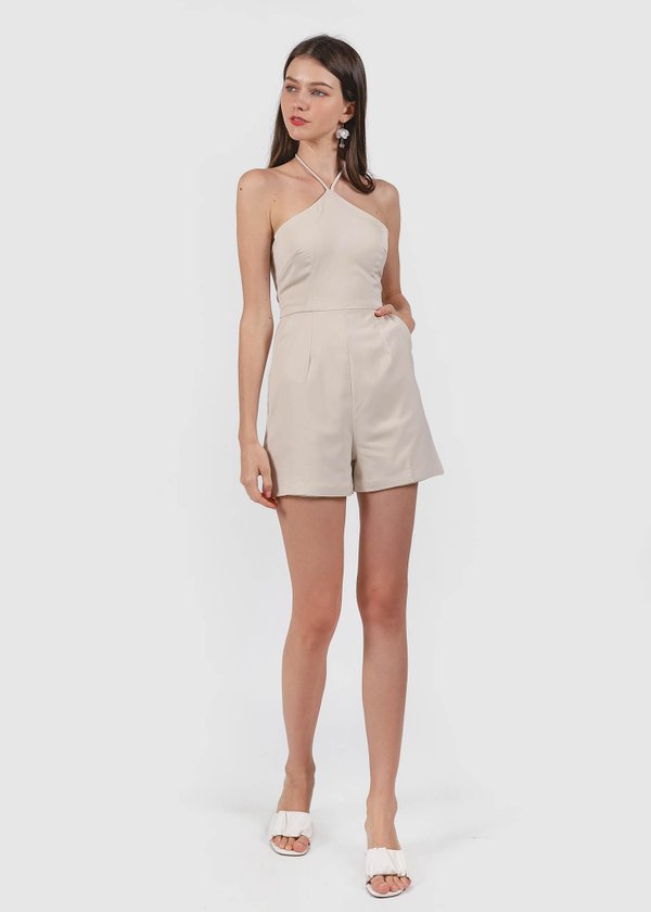Herms Halter Romper in Champagne Nude #6stylexclusive