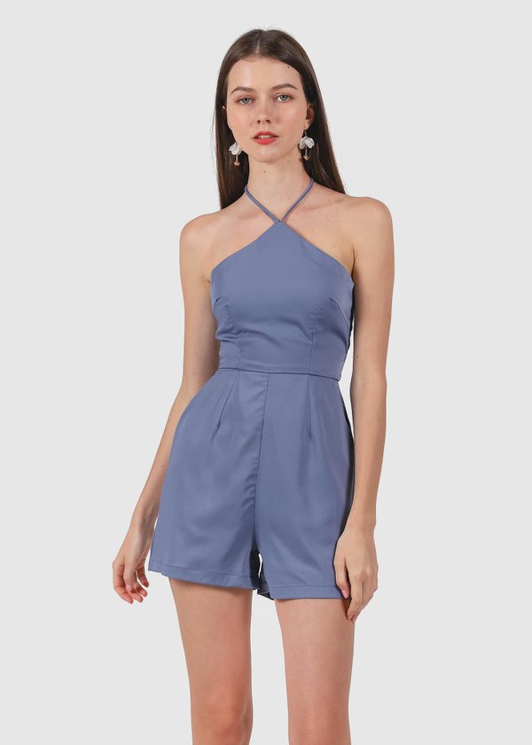 Herms Halter Romper in French Blue #6stylexclusive