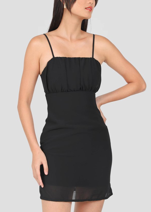 Karly Ruched Mini Dress in Black #6stylexclusive 