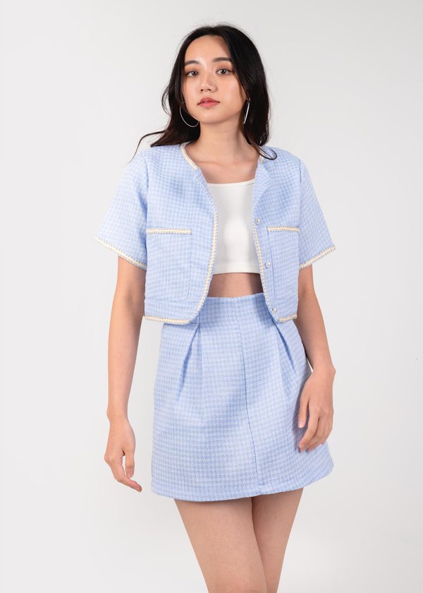 Quincy Tweed Outerwear Top in Blue #6stylexclusive