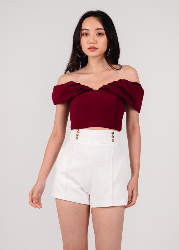 Kacie Highwaisted Panel Shorts in White #6stylexclusive