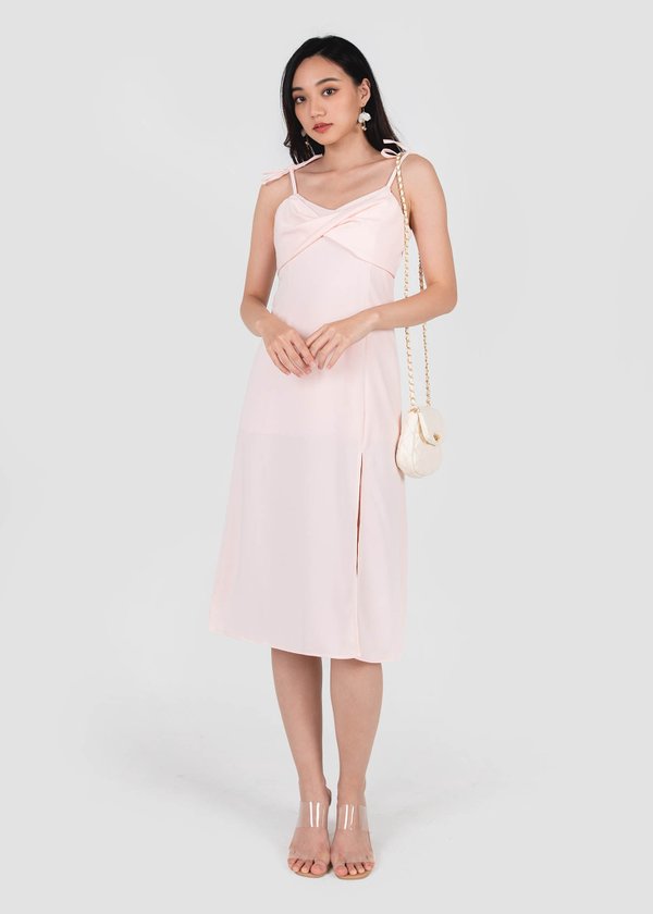 Caryn Knotted Tie String Dress in Pastel Pink #6stylexclusive