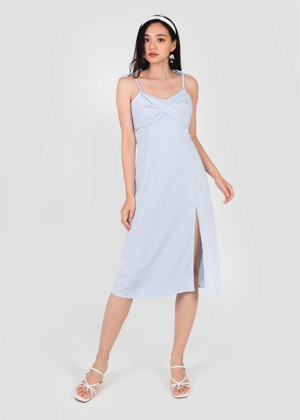 Caryn Knotted Tie String Dress in Pastel Blue #6stylexclusive