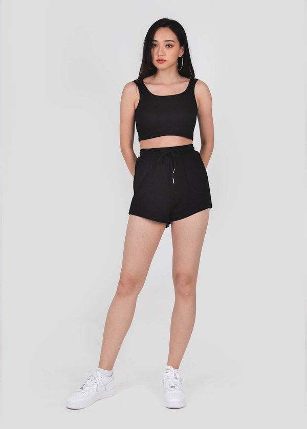 Step Up Ribbed Top 2 Piece in Black #6stylexclusive