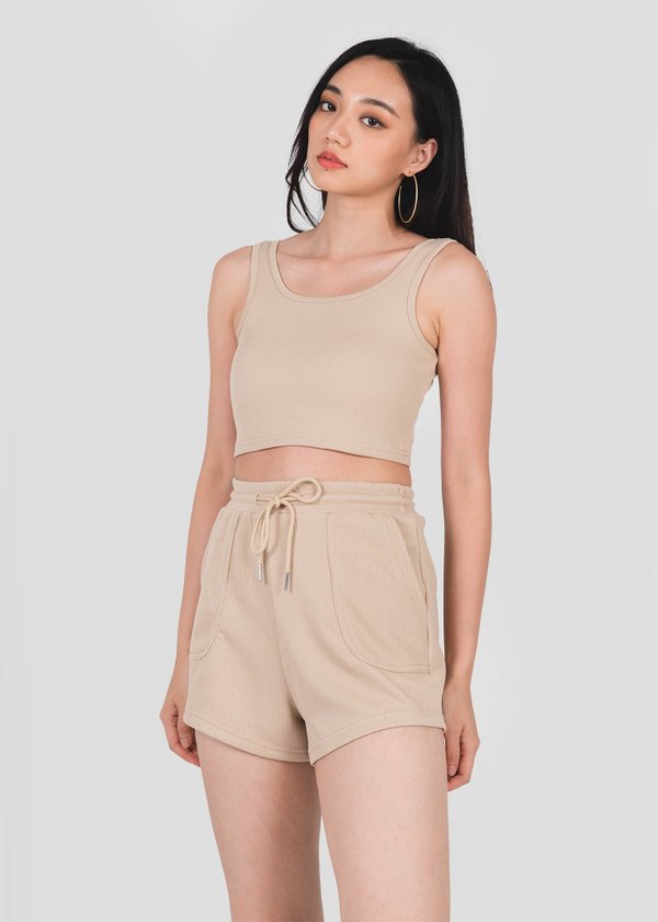 Step Up Ribbed Top 2 Piece in Sand #6stylexclusive