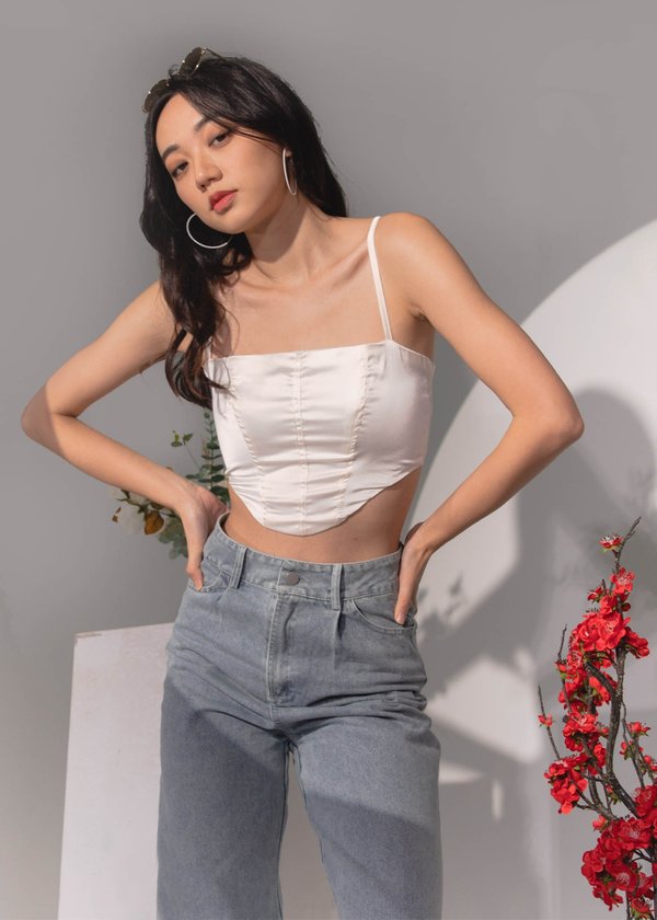 CNY Jermae Corset Top in Pearl White #6stylexclusive