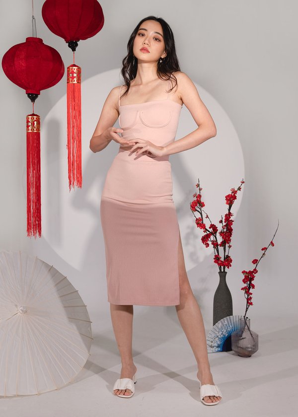 Flaunt The Body Slit Skirt in Blush Pink #6stylexclusive