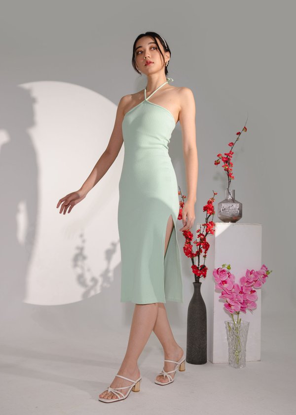 Carmie Knit Slit Dress (Spring Green) #6styelxclusive 