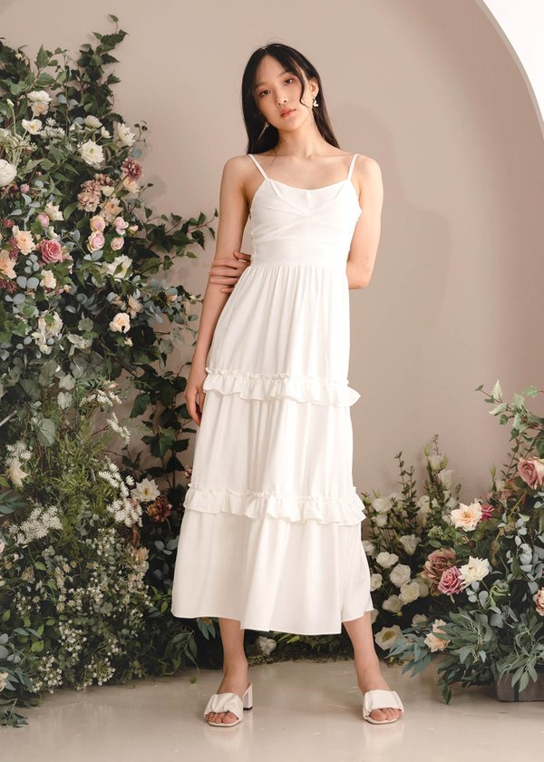 Dior Ruffles Maxi Dress in White #6stylexclusive