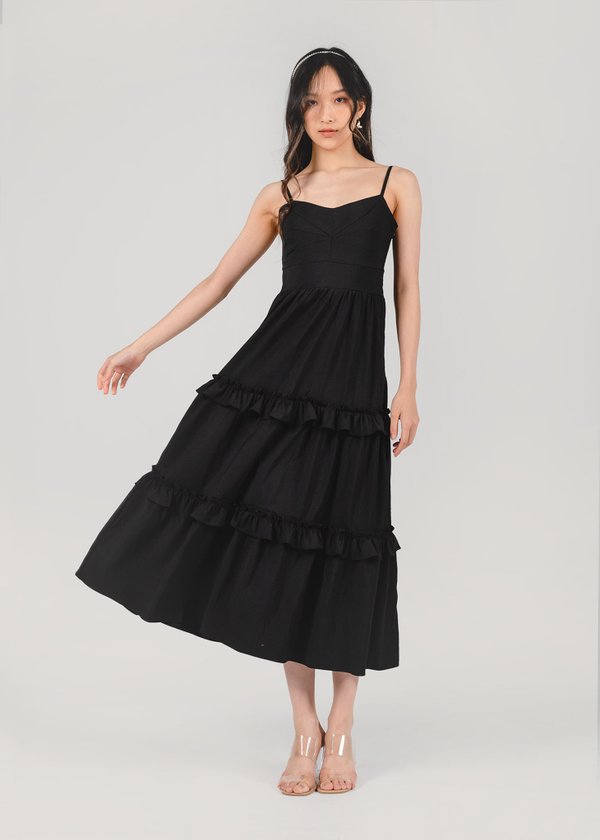 Dior Ruffles Maxi Dress in Black #6stylexclusive