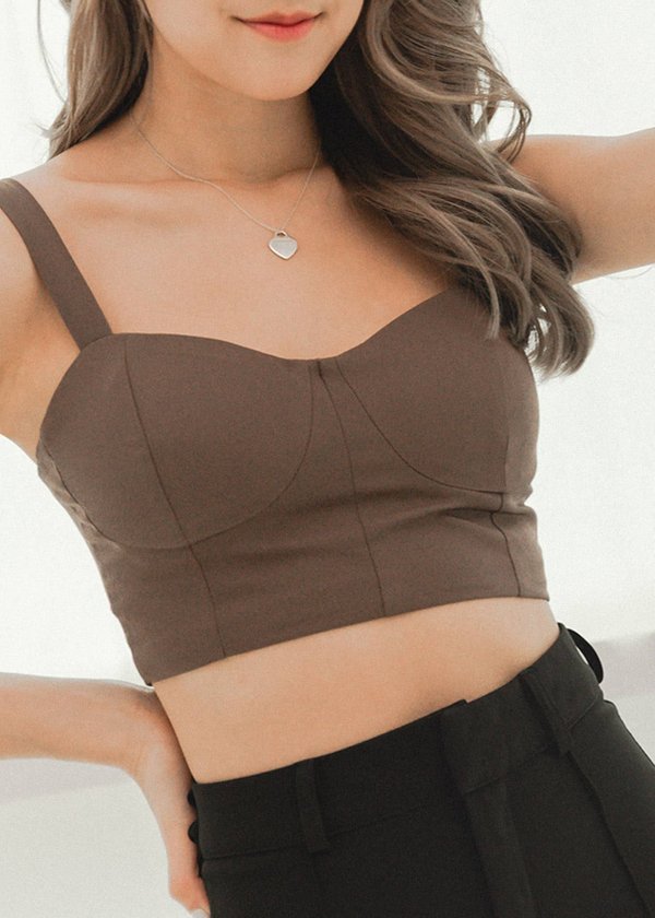 'Get the lewk' bustier top in taupe brown #6stylexclusive