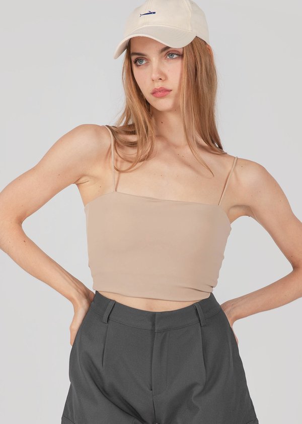 Everyday Basic Padded Spag Top in Sand #6stylexclusive 