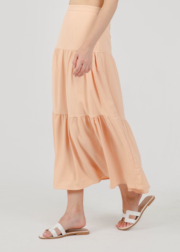 Katelyn Midi Tier Skirt in Peach #6stylexclusive