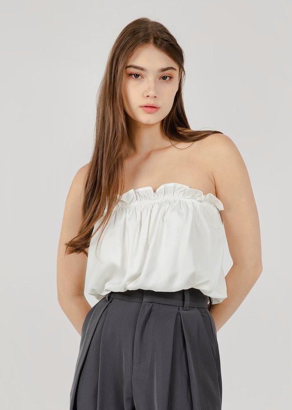 Riley Puffy Tube Top in White #6stylexclusive 