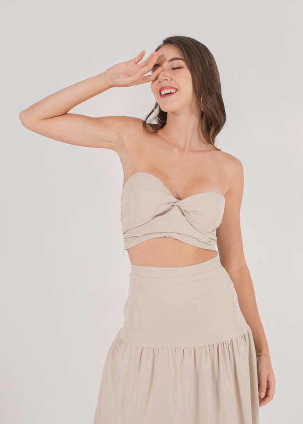 Katelyn Twisted Tube Top in Stone #6stylexclusive