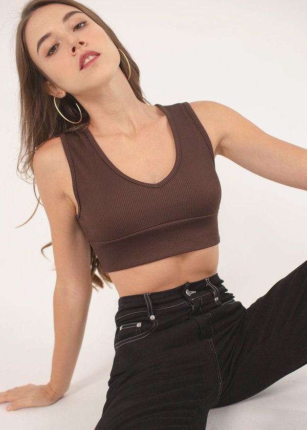 Get Go Ribbed Top in Chocolate Brown #6stylexclusive