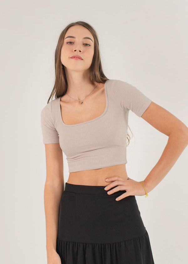 Essential Scoop Neck Top in Taupe #6stylexclusive