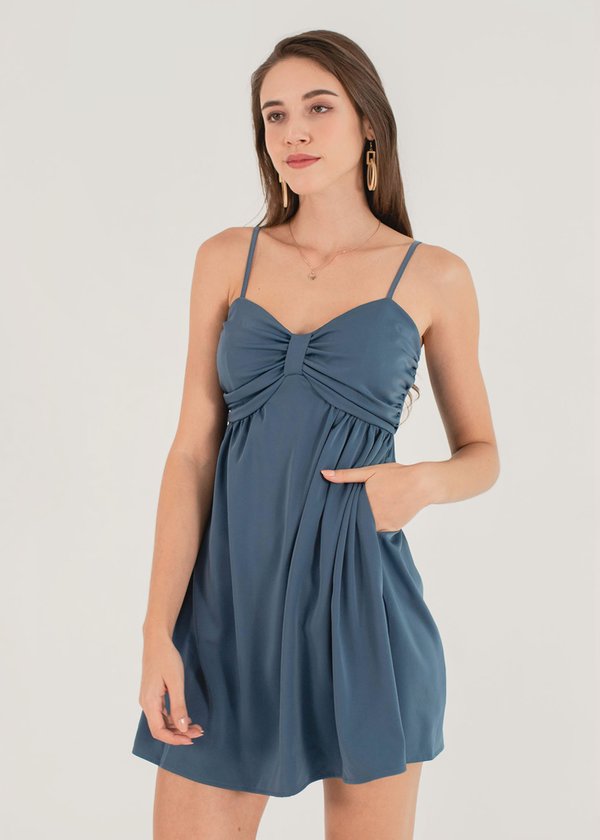 Emily In Paris Bow Knot Dress in Teal #6stylexclusive 