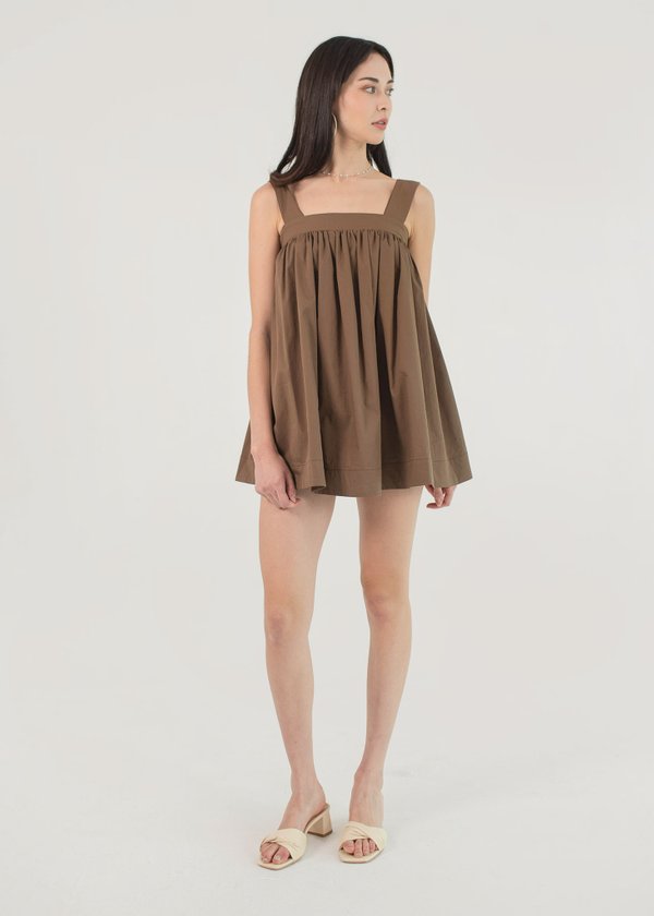 On Vacay Babydoll Dress in Taupe Brown (Petite) #6stylexclusive 
