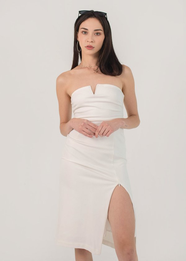 Born Beauty Tube Midi Dress in White #6stylexclusive