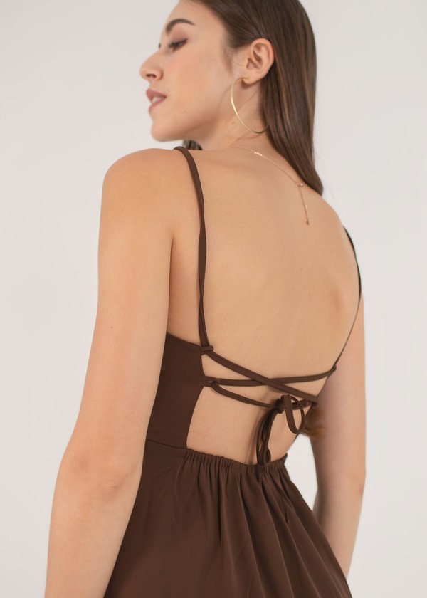 Servin' Looks Midi Open Back Dress in Charcoal Brown #6stylexclusive 