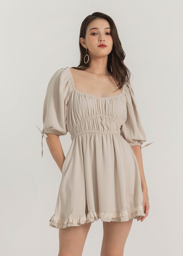 Cottage Ruched Dress in Nude #6stylexclusive 