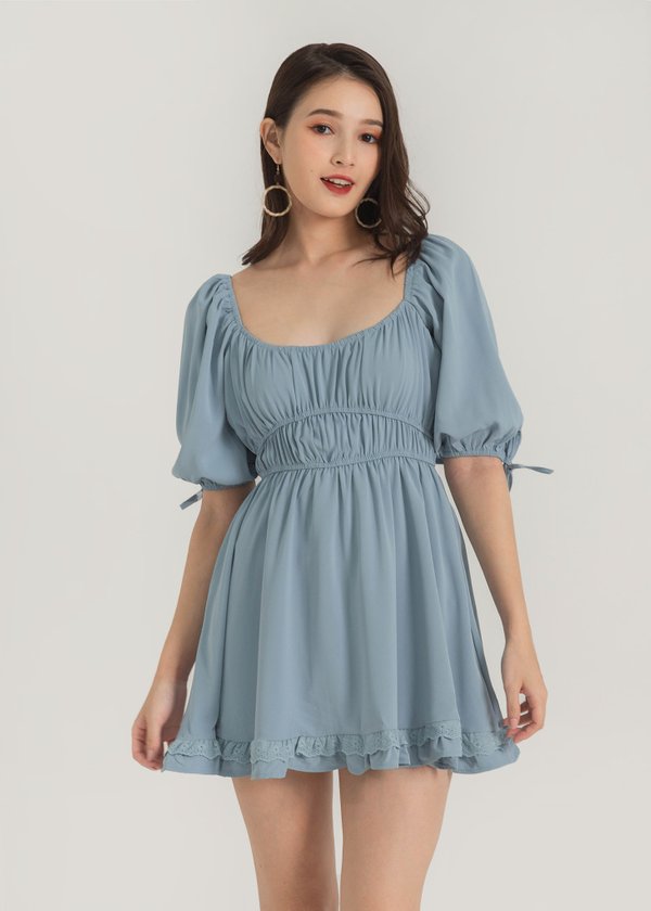 Cottage Ruched Dress in Disney Blue #6stylexclusive 