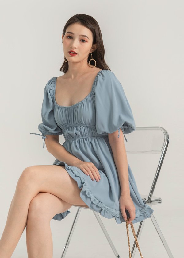 Cottage Ruched Dress in Disney Blue #6stylexclusive 