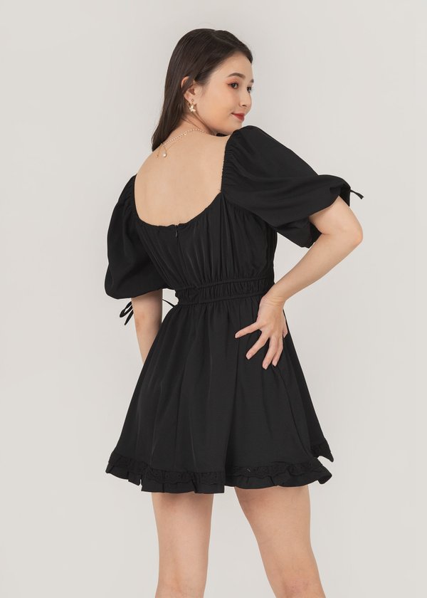 Cottage Ruched Dress in Black #6stylexclusive