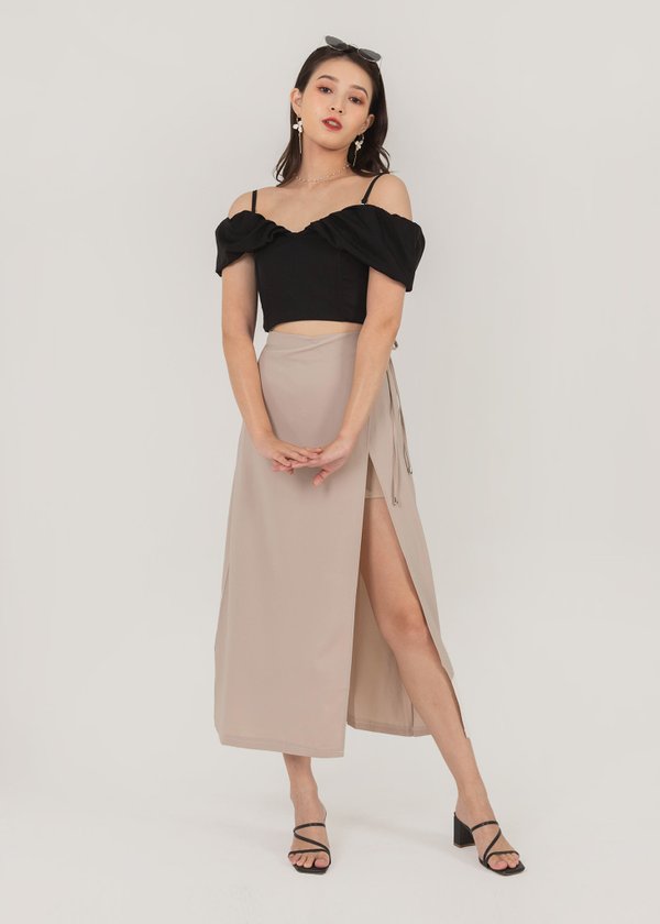 Fairytale Midi Slit Skirt in Taupe #6stylexclusive 