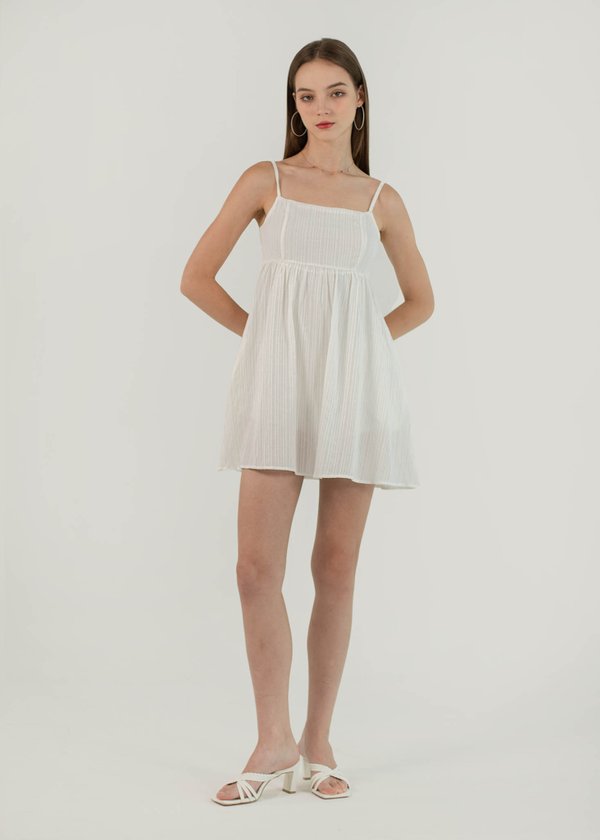 Clover Eyelet Babydoll Romper Dress in White #6stylexclusive 