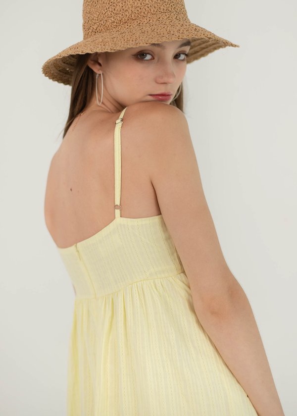 Clover Eyelet Babydoll Romper Dress in Sunshine Yellow #6stylexclusive